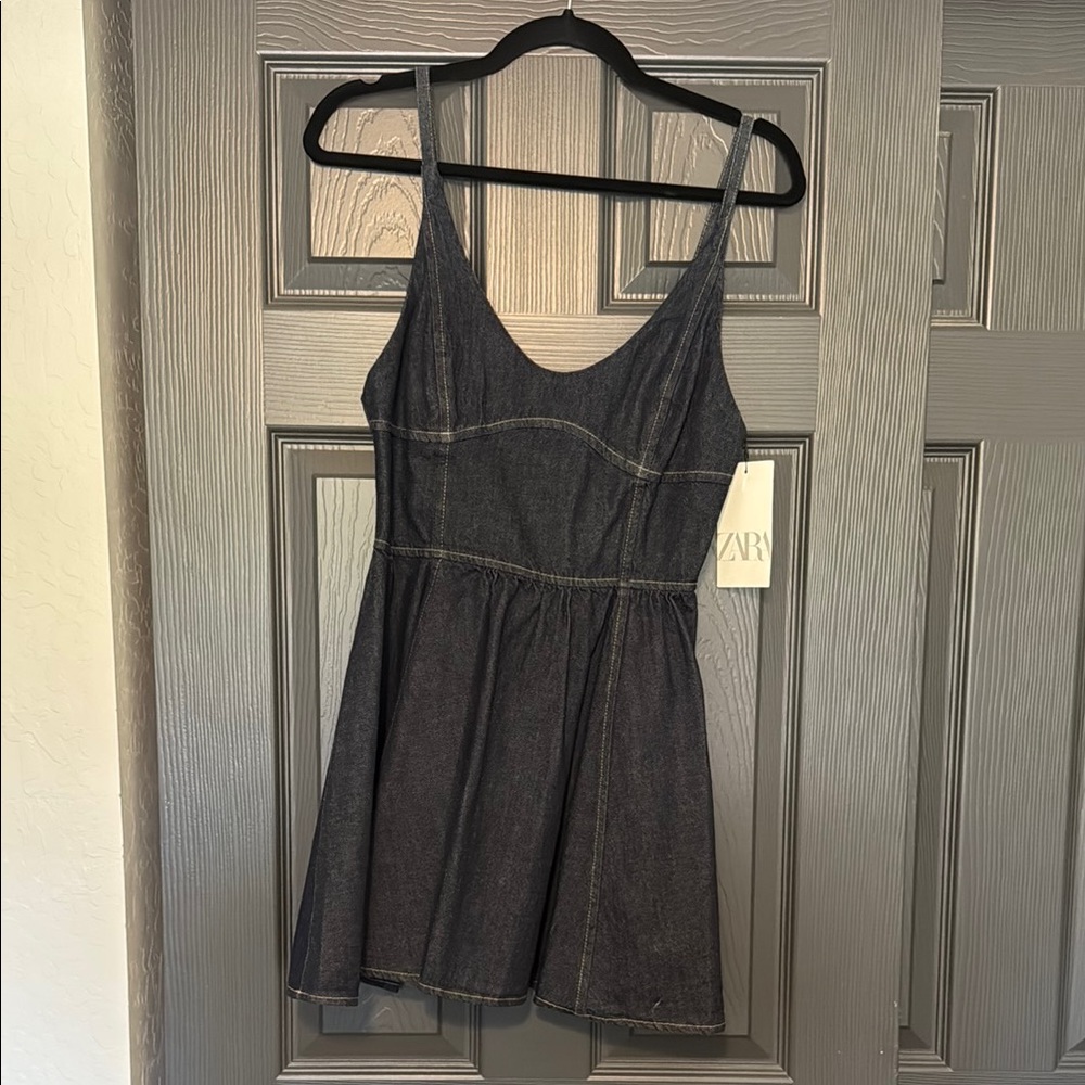 NEW NWT - Zara dark denim mini dress - small